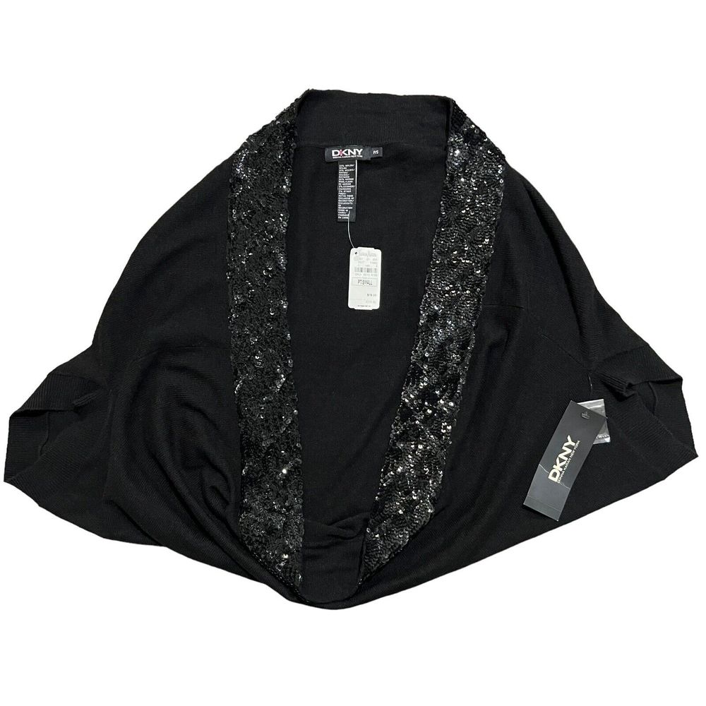 DKNY Sequined Shrug Wrap Black Small NEW WITH TAG MSRP $225